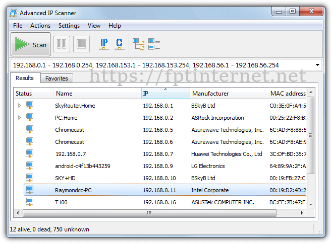 Phần mềm Advanced IP Scanner