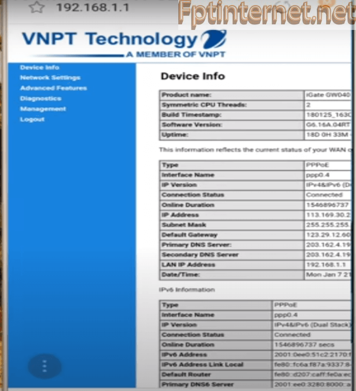 Hướng dẫn đổi mật khẩu wifi mạng internet VNPT 7 FPT INTERNET - Lắp Mạng FPT - Lắp Wifi FPT - Lắp Internet FPT